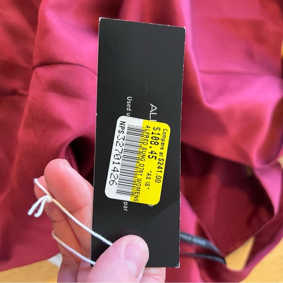 ALFRED SUNG v neck halter satin trumpet grown in Deep Red Maxi Dress - Picture 9 of 13